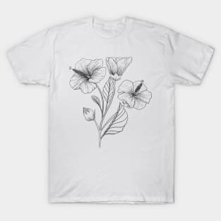 Hibiscus Line Art T-Shirt